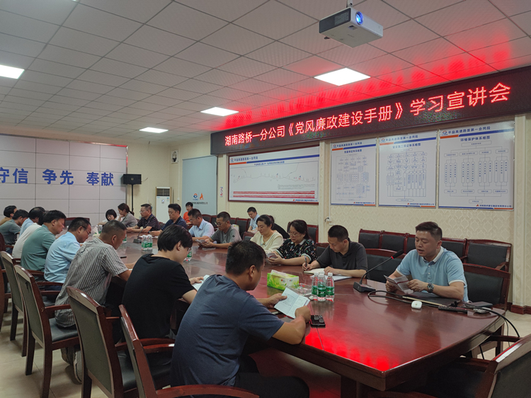 圖2 公司紀(jì)檢監(jiān)審部副部長廖近源領(lǐng)讀《黨風(fēng)廉政建設(shè)手冊》條款.jpg